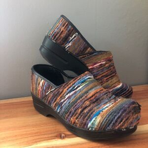 Dansko Multi-Color Knitted Yarn Covered Clogs (40)